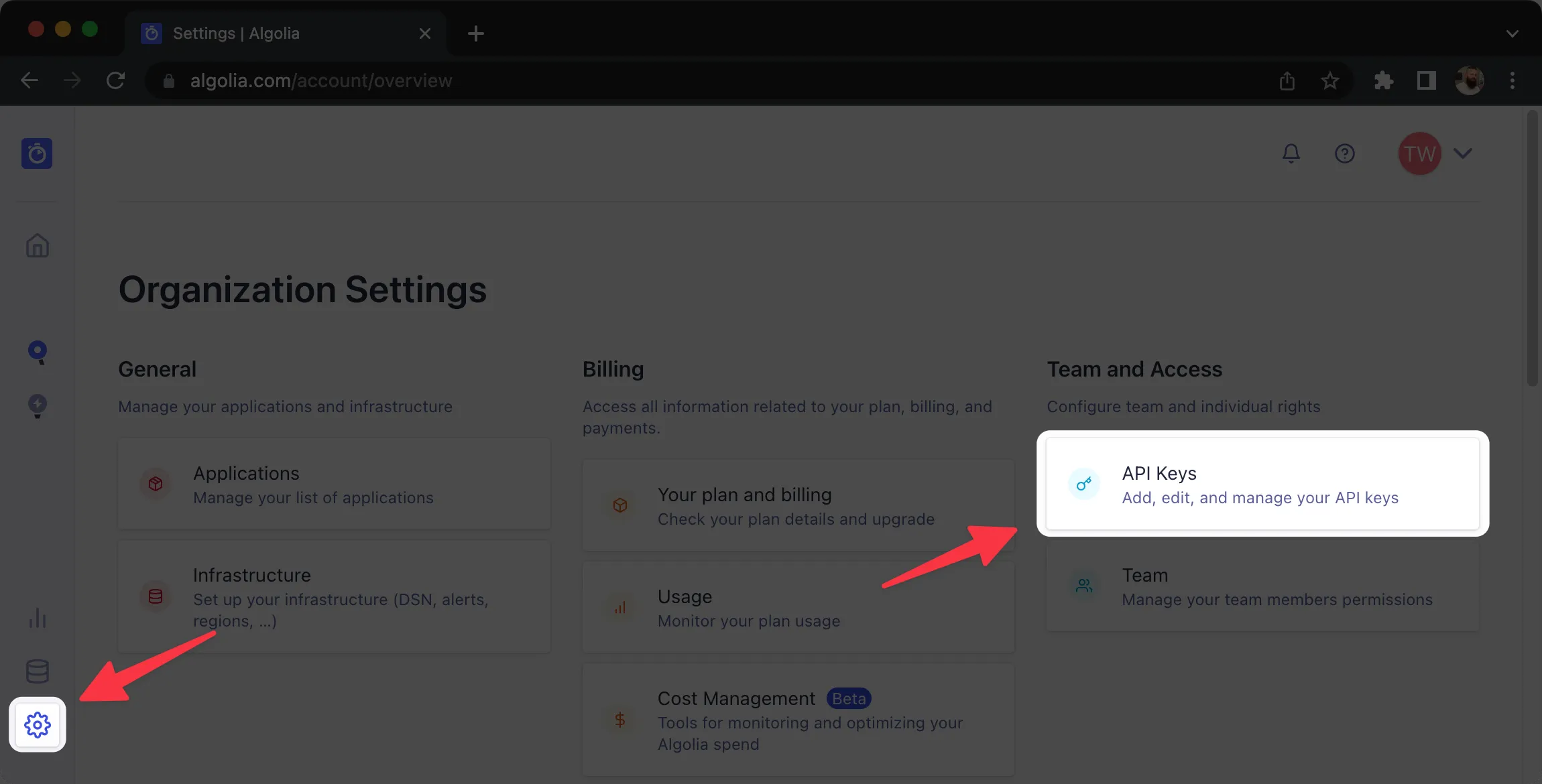 Finding Algolia API Keys