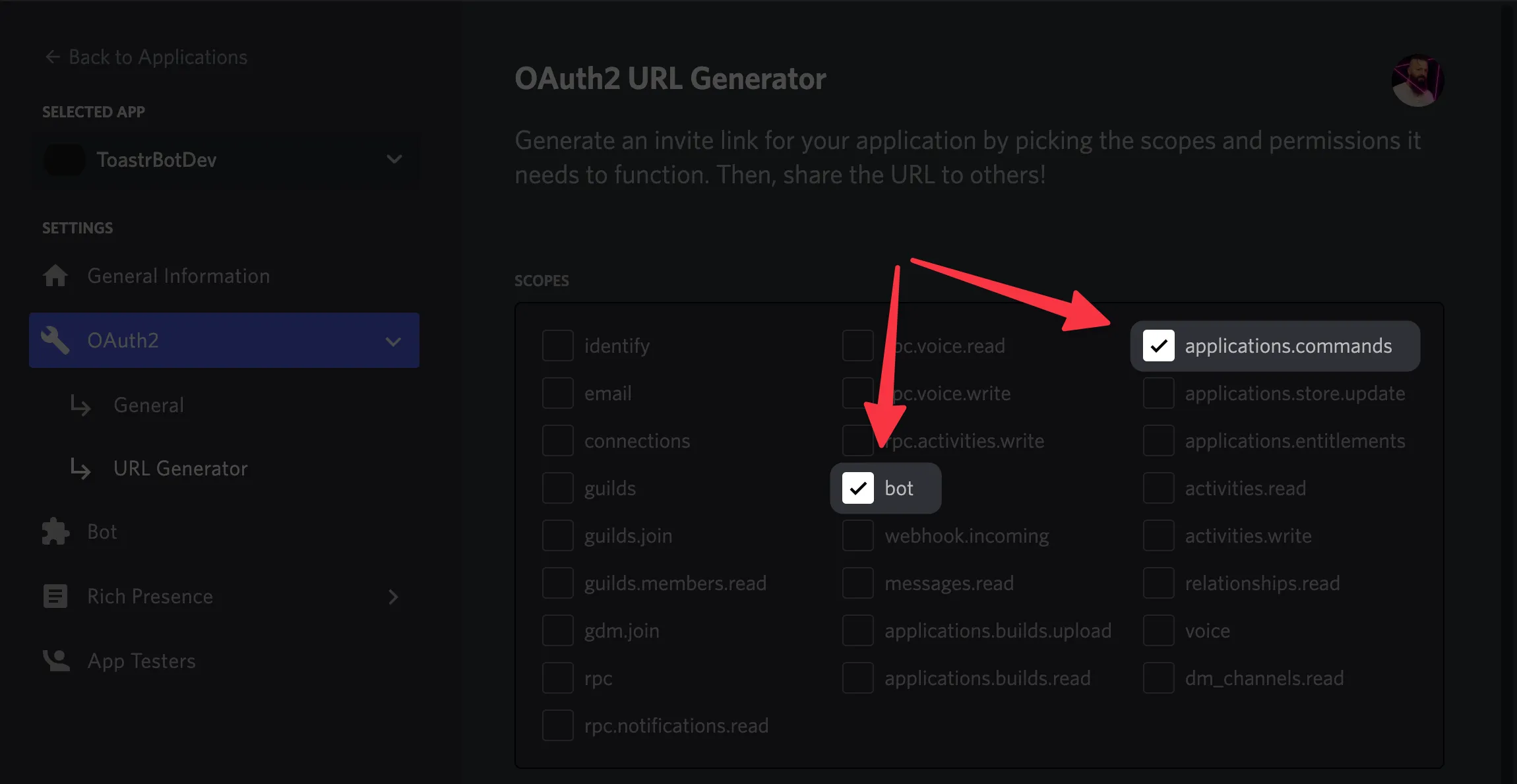 Discord Bot Scopes